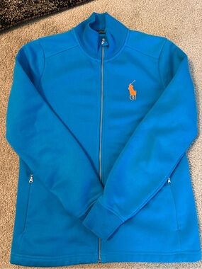 Polo Golf Ralph Lauren Blue Full Zip-Up Jacket with Orange Pony - Women’s M